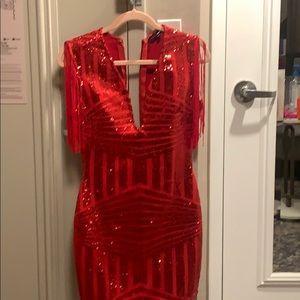 Red sequin dress